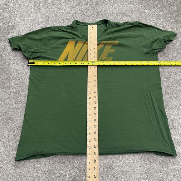 Nike Graphic T-Shirt Mens Large Green Crew Neck Short Sleeve Cotton Casual Tee - Picture 6 of 10